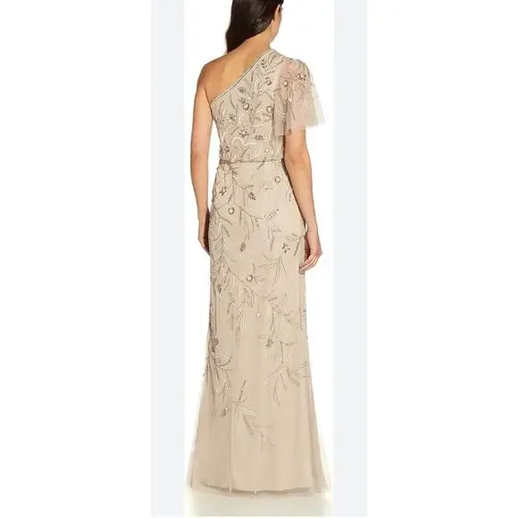 Wedding Guest Dress Adrianna Papell Floral Sequin One Shoulder Maxi Gown